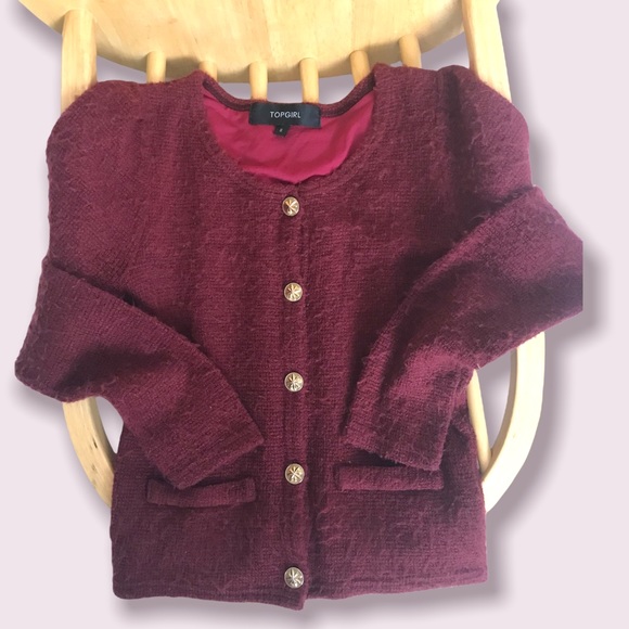 Vintage Topgirl Fuzzy Cardigan Blouse Gold Buttons Y2K meets British Size Small - Picture 6 of 6